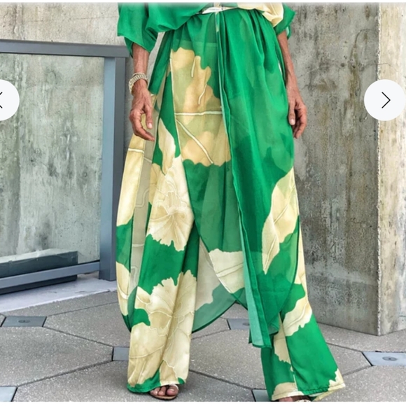 ❤️NWT SET of Boho Tropical Print Pants & Kimono Duster Beach Cov… - Picture 13 of 16